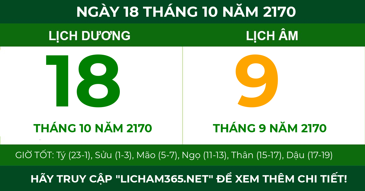 lịch âm ngày 18 tháng 10 năm 2170