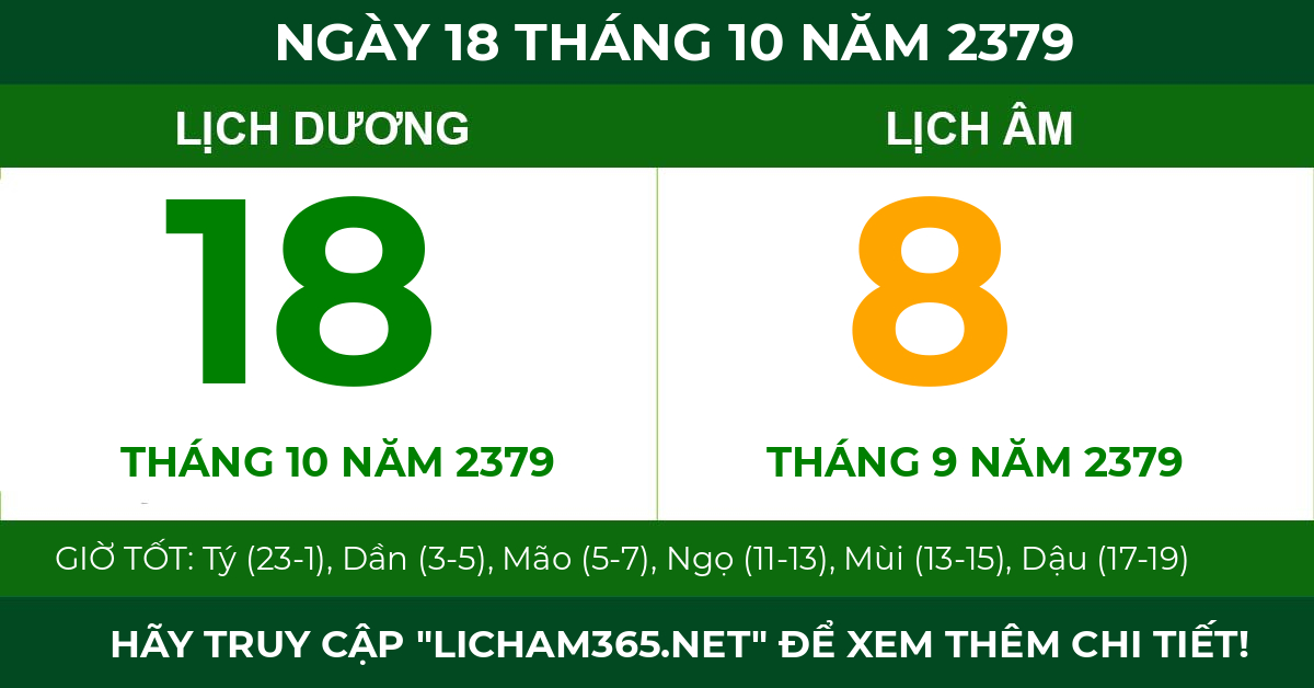 lịch âm ngày 18 tháng 10 năm 2379