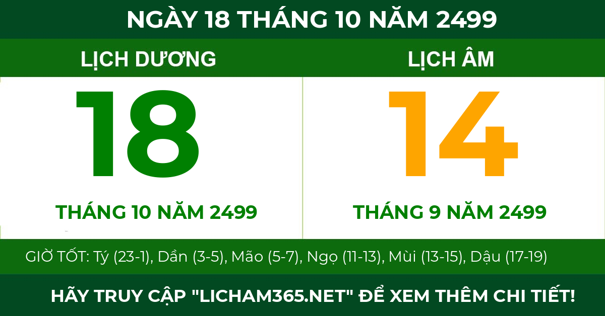 lịch âm ngày 18 tháng 10 năm 2499