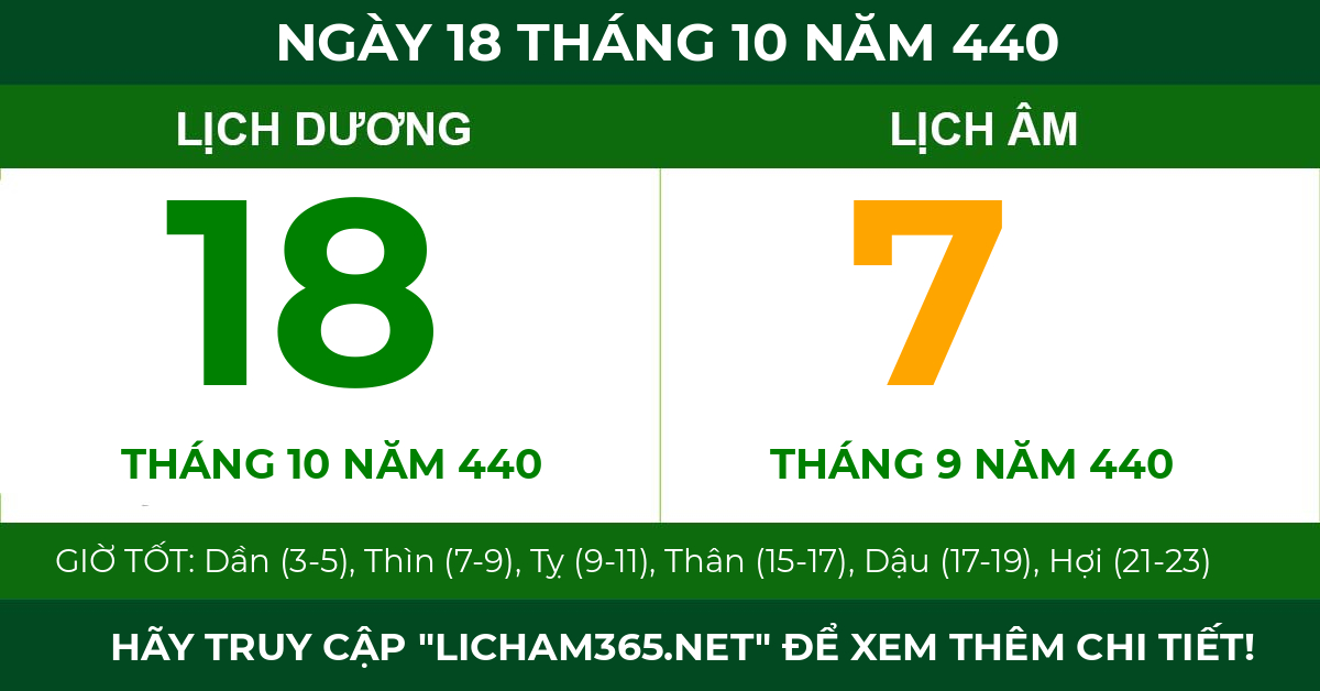 lịch âm ngày 18 tháng 10 năm 440