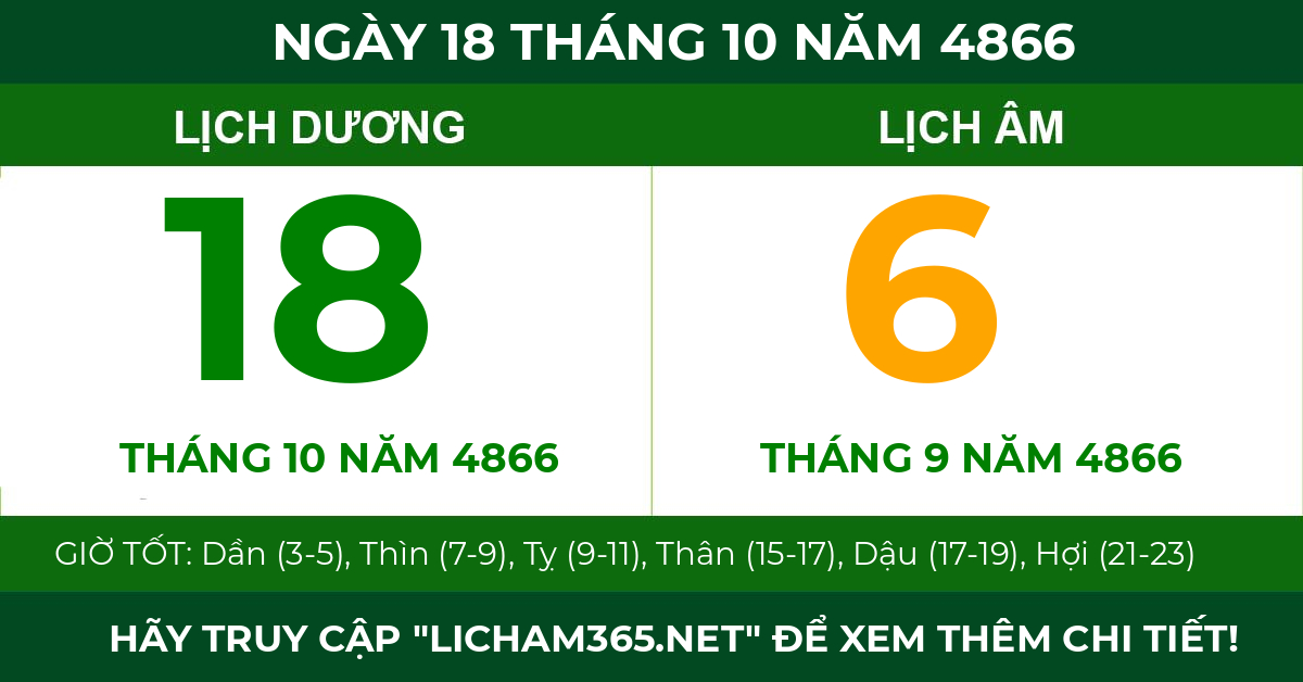 lịch âm ngày 18 tháng 10 năm 4866