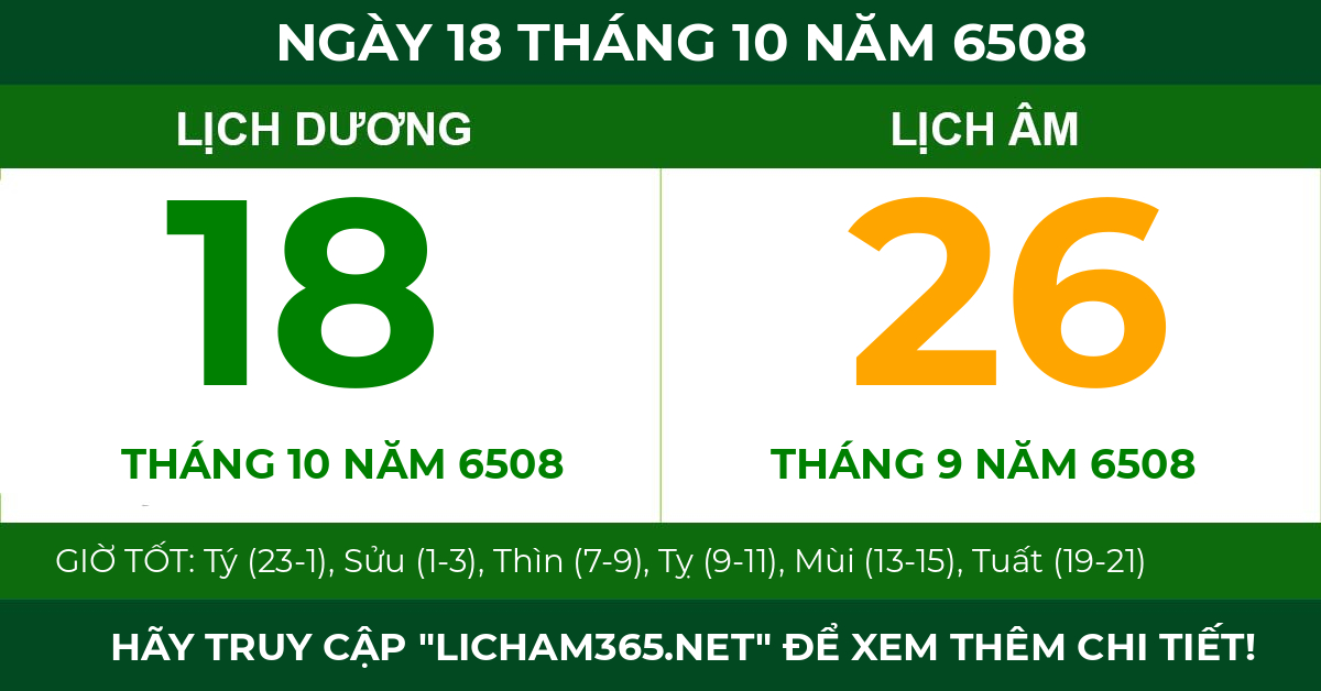 lịch âm ngày 18 tháng 10 năm 6508