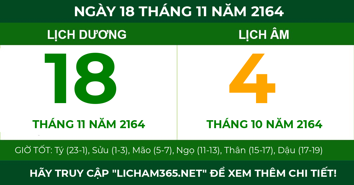lịch âm ngày 18 tháng 11 năm 2164