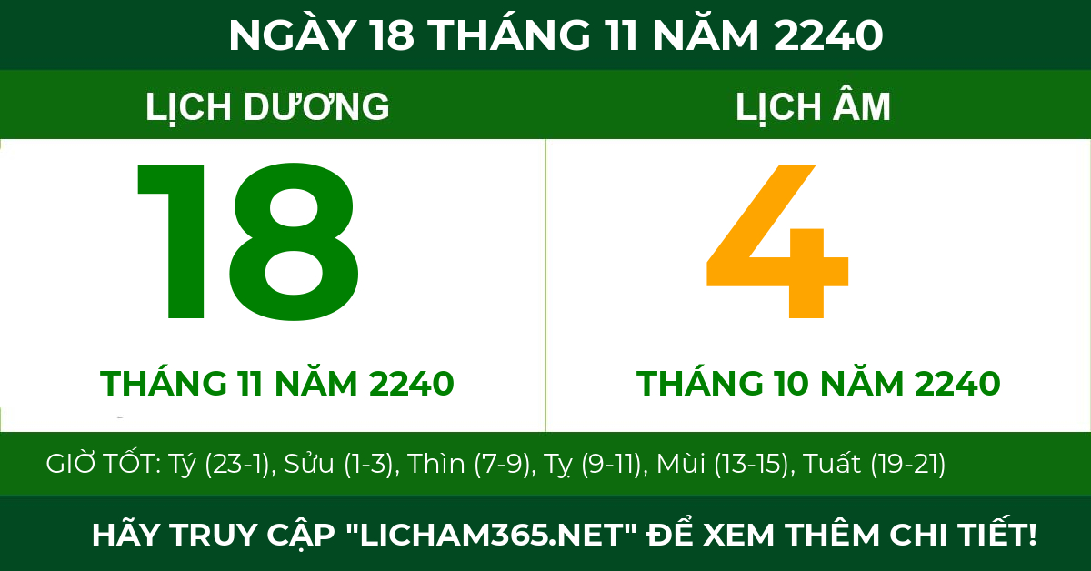 lịch âm ngày 18 tháng 11 năm 2240