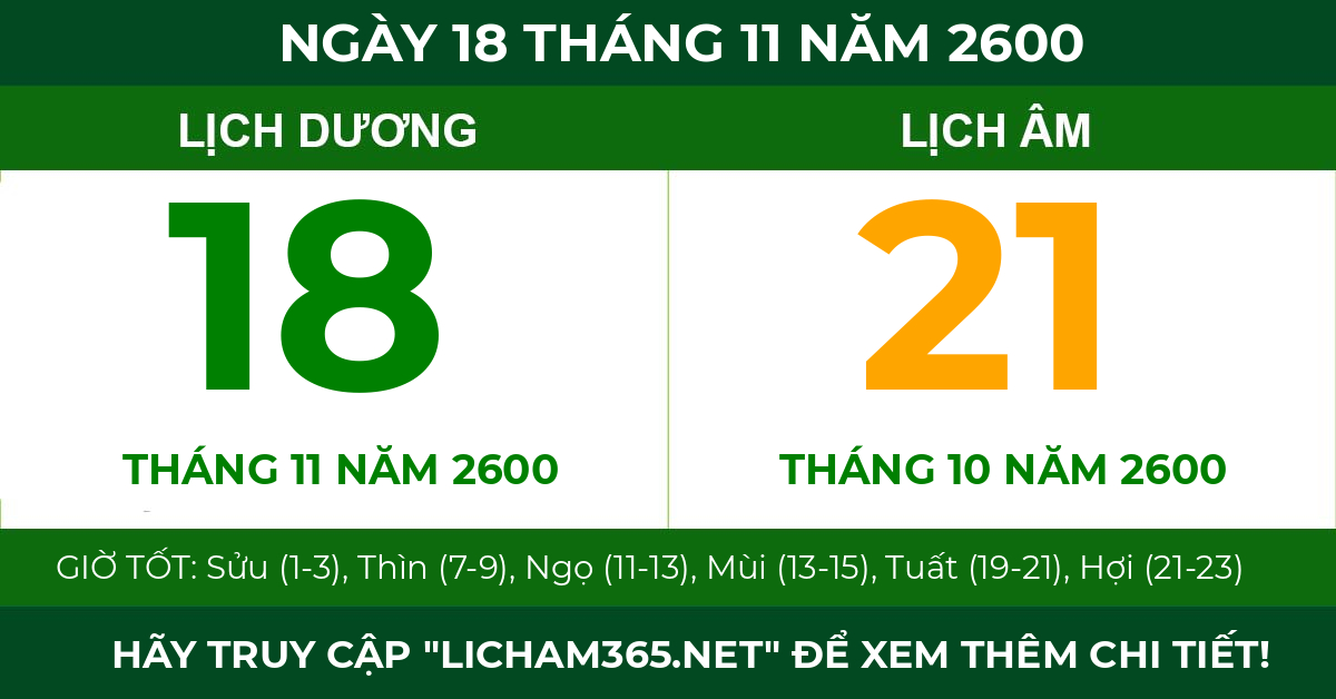 lịch âm ngày 18 tháng 11 năm 2600