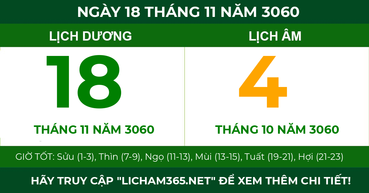 lịch âm ngày 18 tháng 11 năm 3060