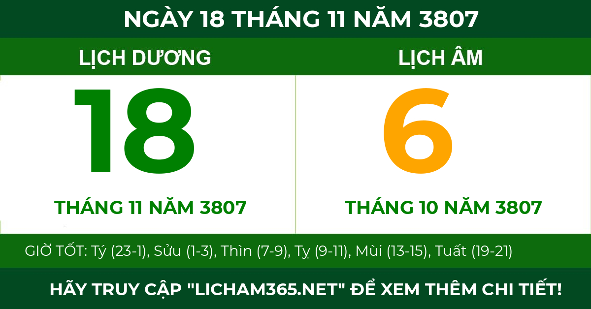 lịch âm ngày 18 tháng 11 năm 3807