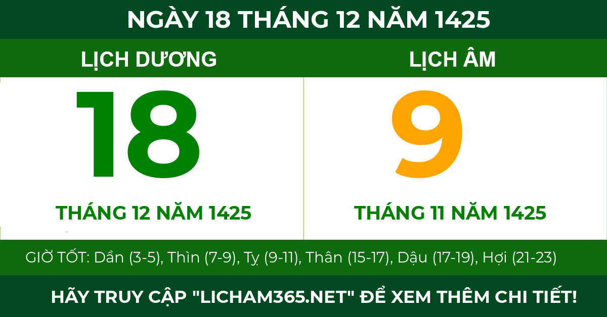 lịch âm ngày 18 tháng 12 năm 1425