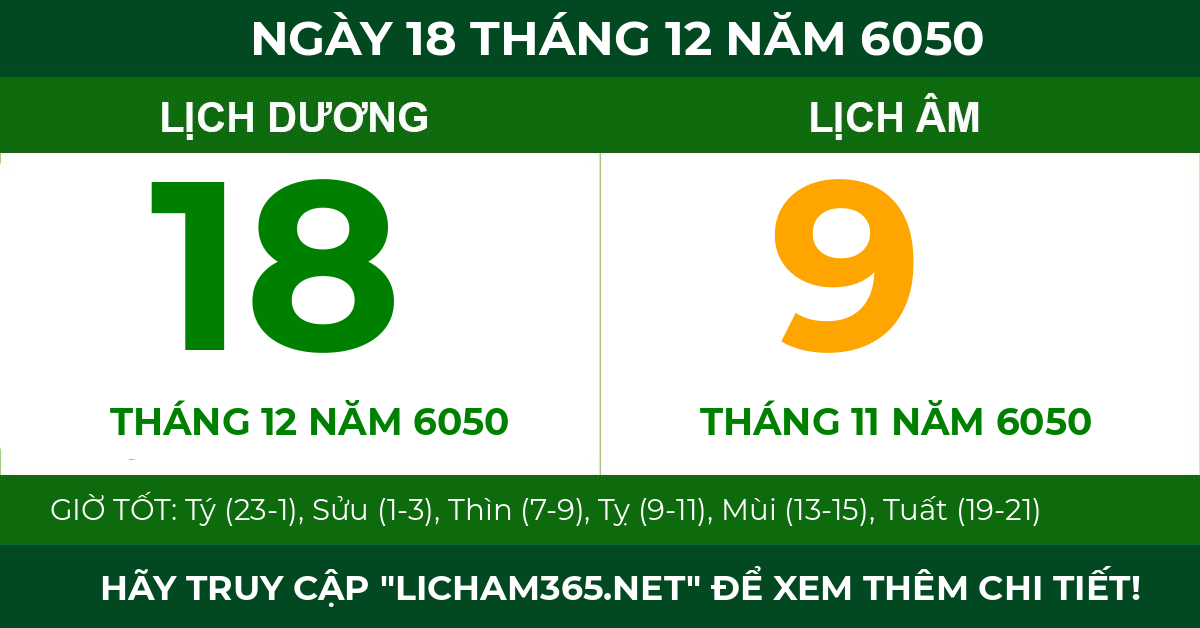 lịch âm ngày 18 tháng 12 năm 6050