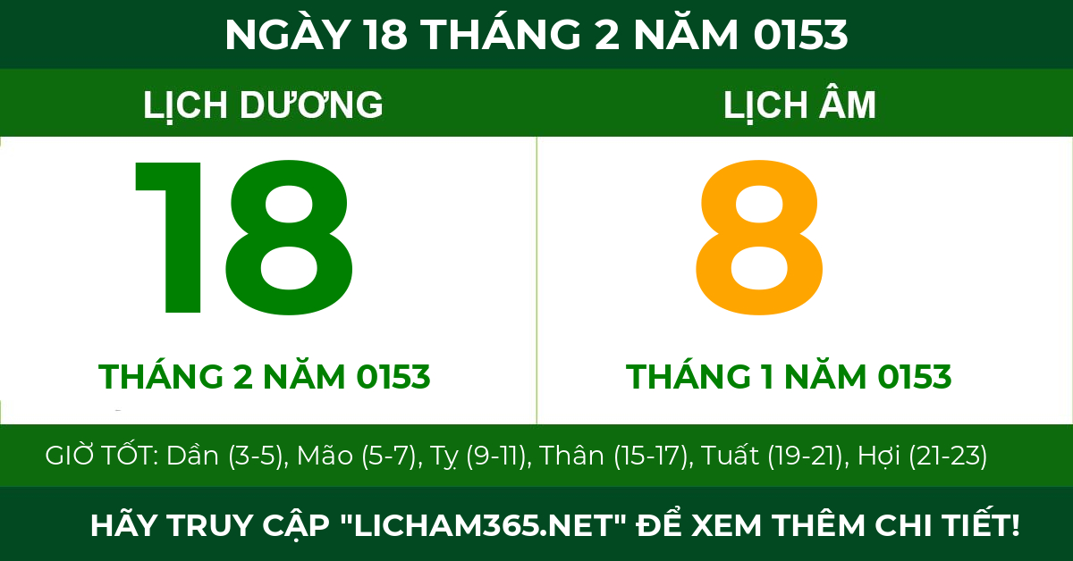 lịch âm ngày 18 tháng 2 năm 0153