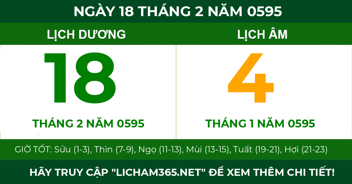 lịch âm ngày 18 tháng 2 năm 0595