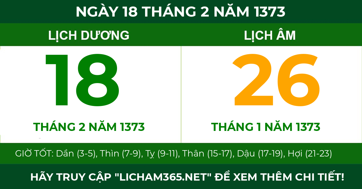 lịch âm ngày 18 tháng 2 năm 1373