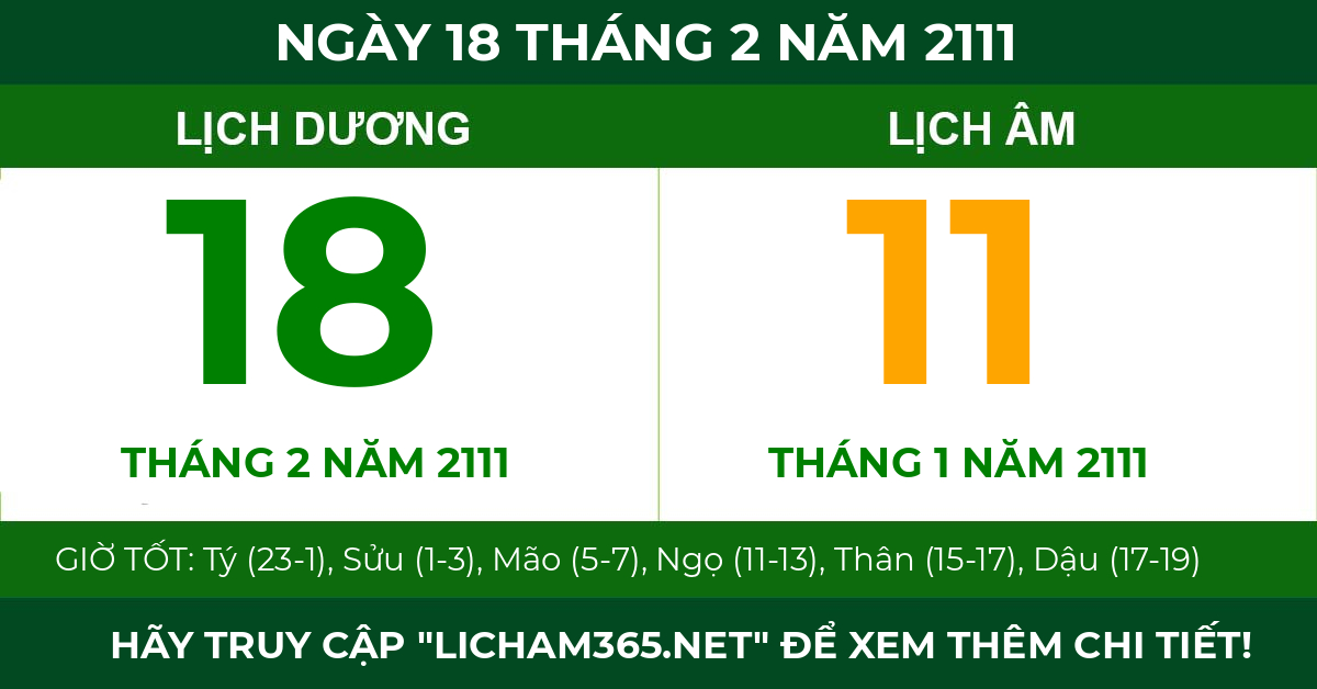 lịch âm ngày 18 tháng 2 năm 2111