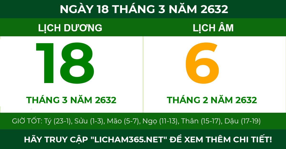 lịch âm ngày 18 tháng 3 năm 2632