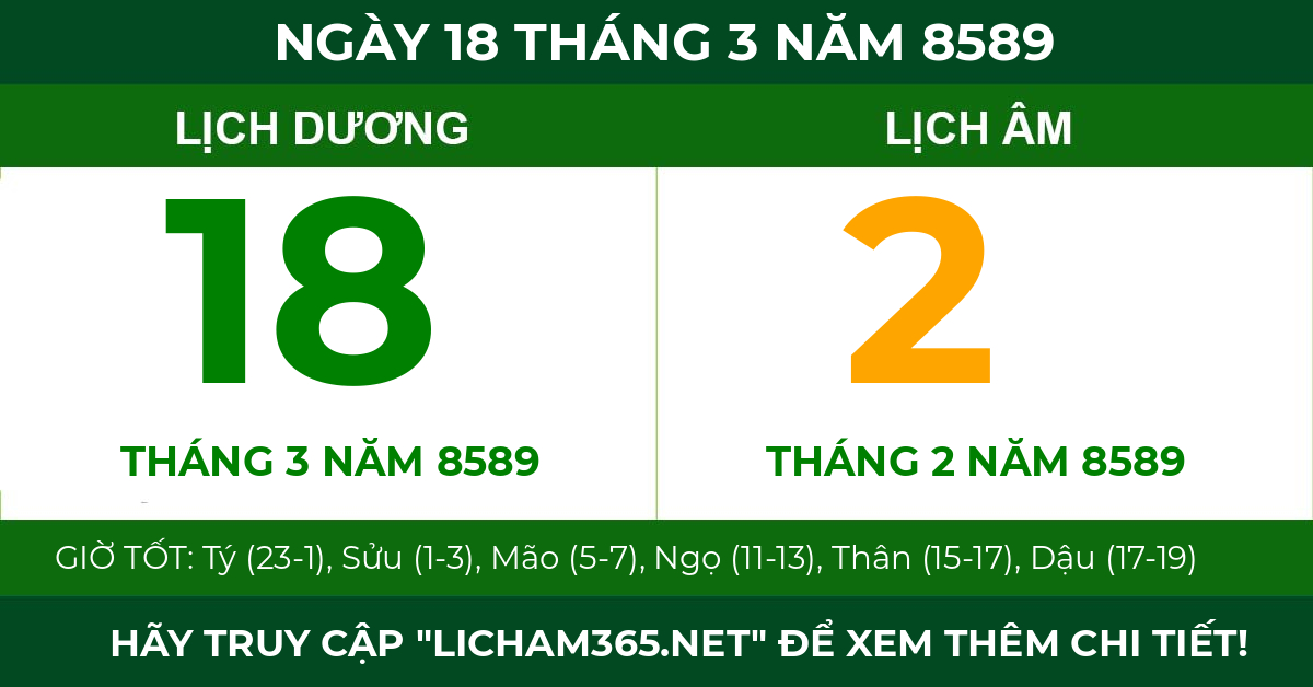 lịch âm ngày 18 tháng 3 năm 8589