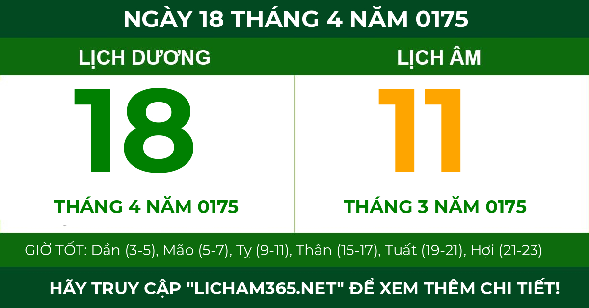 lịch âm ngày 18 tháng 4 năm 0175