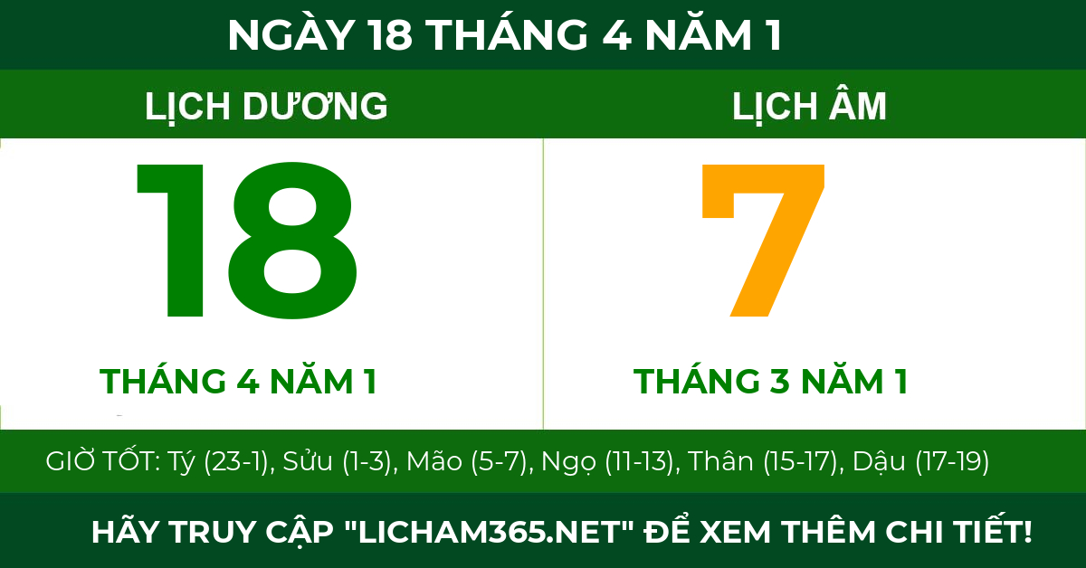 lịch âm ngày 18 tháng 4 năm 1