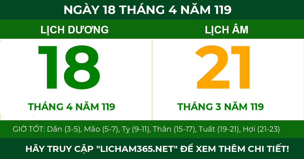 lịch âm ngày 18 tháng 4 năm 119