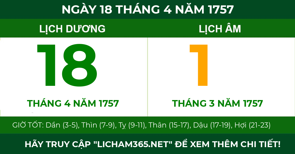 lịch âm ngày 18 tháng 4 năm 1757