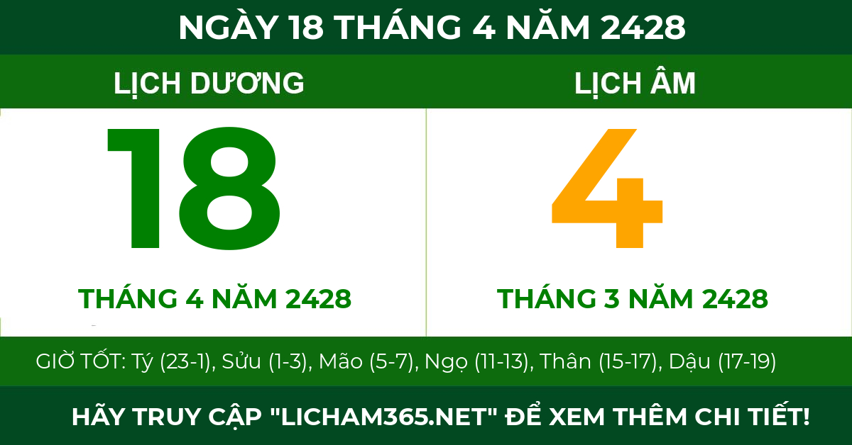lịch âm ngày 18 tháng 4 năm 2428