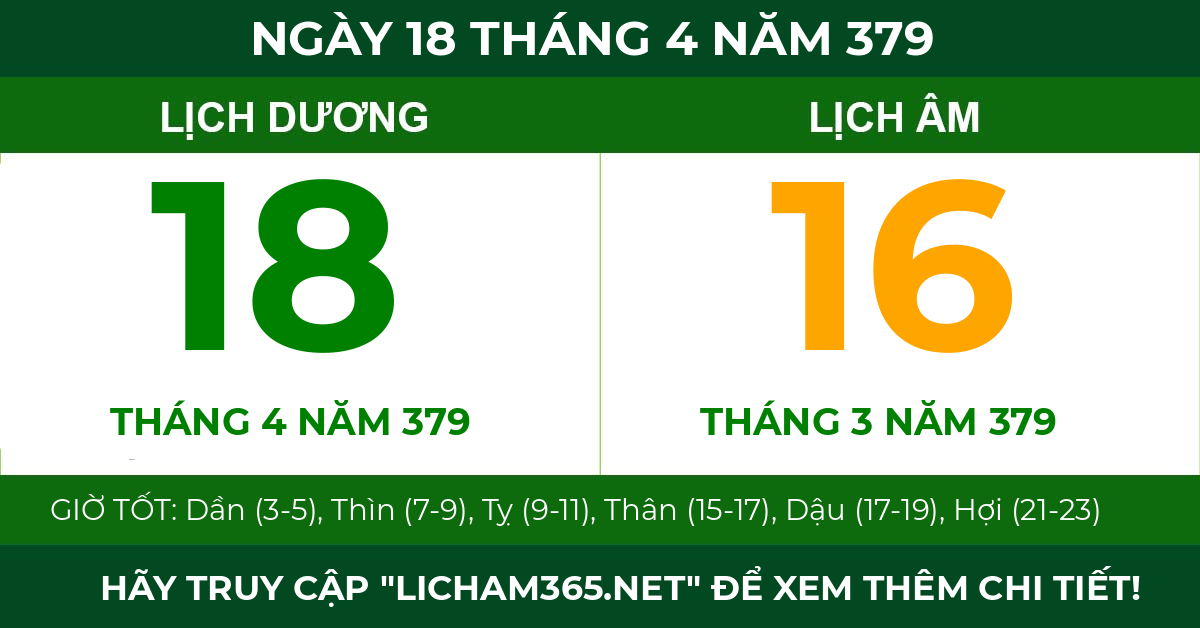 lịch âm ngày 18 tháng 4 năm 379
