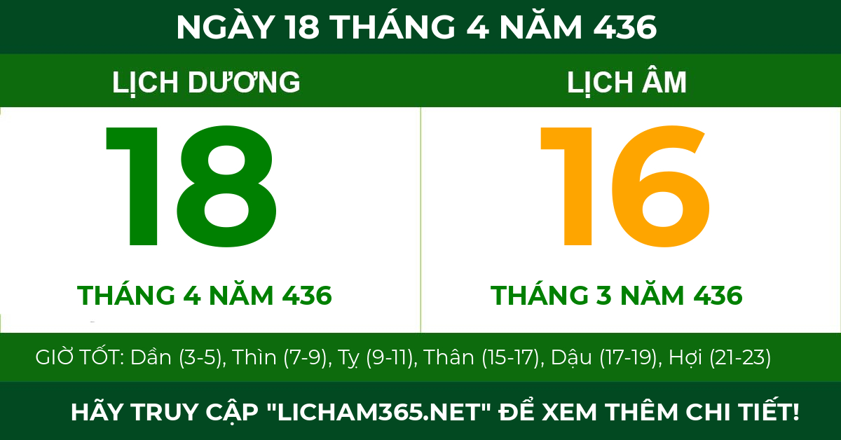 lịch âm ngày 18 tháng 4 năm 436