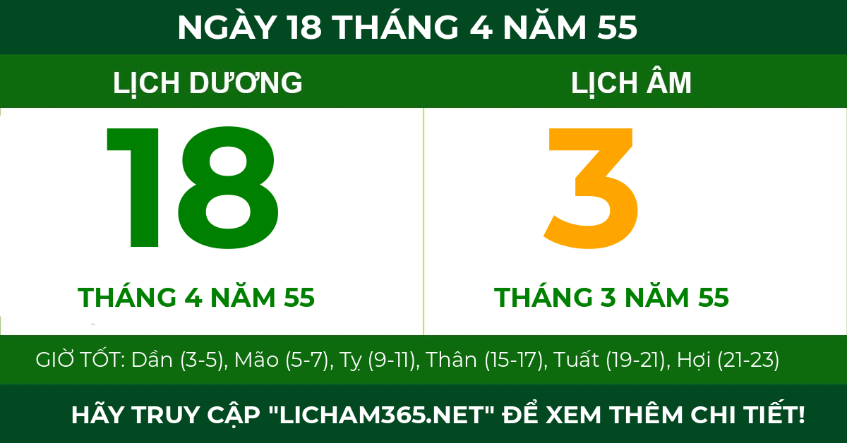 lịch âm ngày 18 tháng 4 năm 55