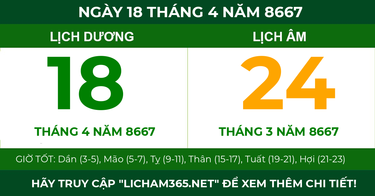 lịch âm ngày 18 tháng 4 năm 8667