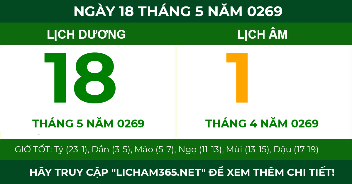 lịch âm ngày 18 tháng 5 năm 0269