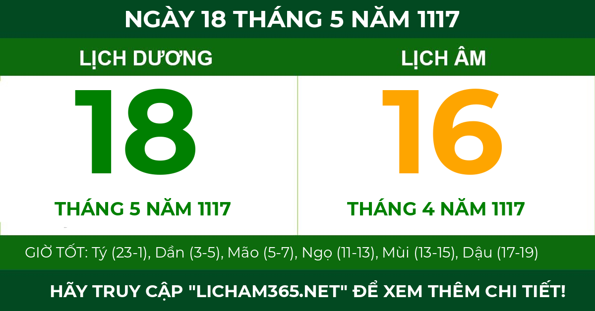 lịch âm ngày 18 tháng 5 năm 1117