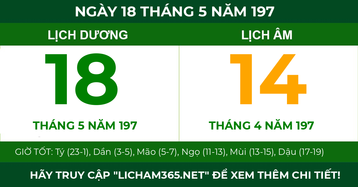 lịch âm ngày 18 tháng 5 năm 197
