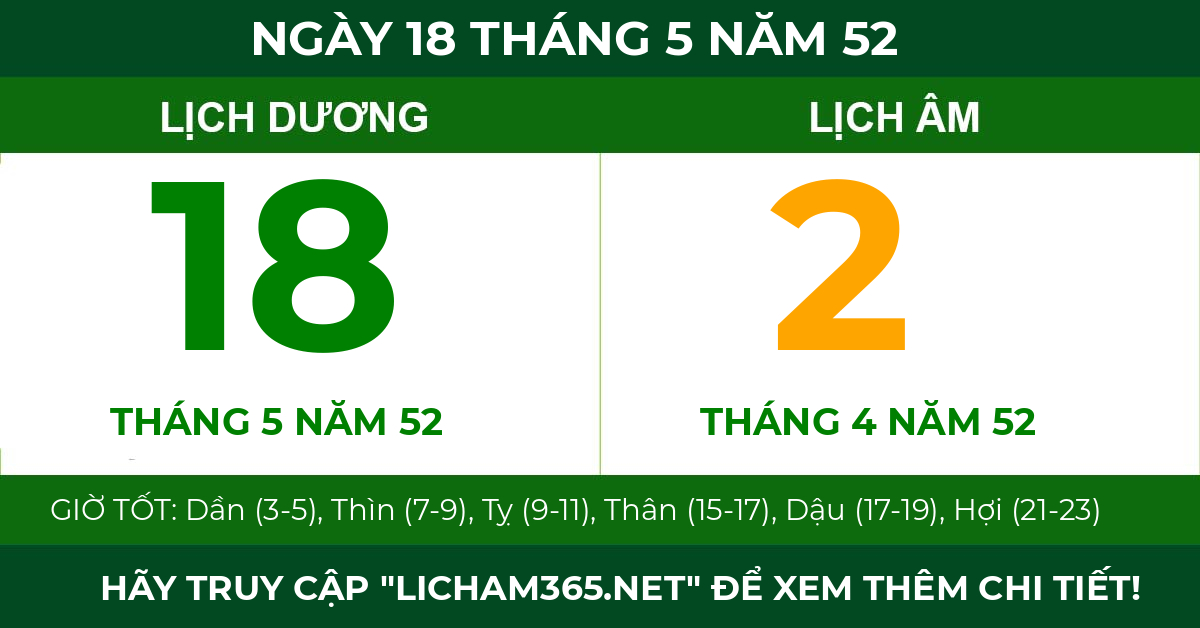 lịch âm ngày 18 tháng 5 năm 52