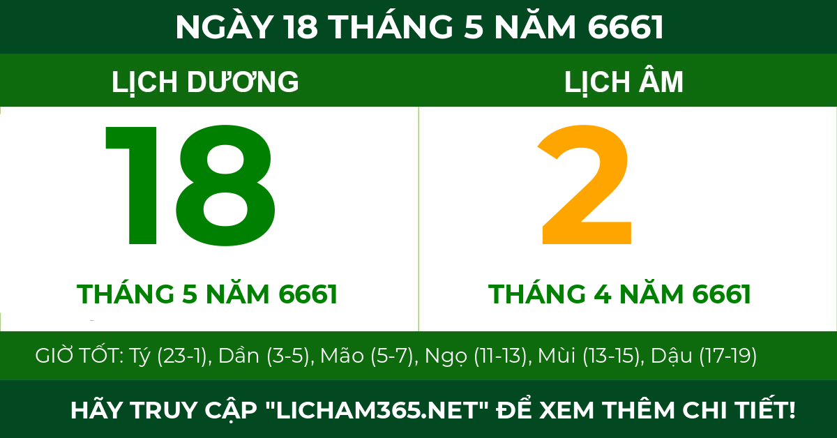 lịch âm ngày 18 tháng 5 năm 6661
