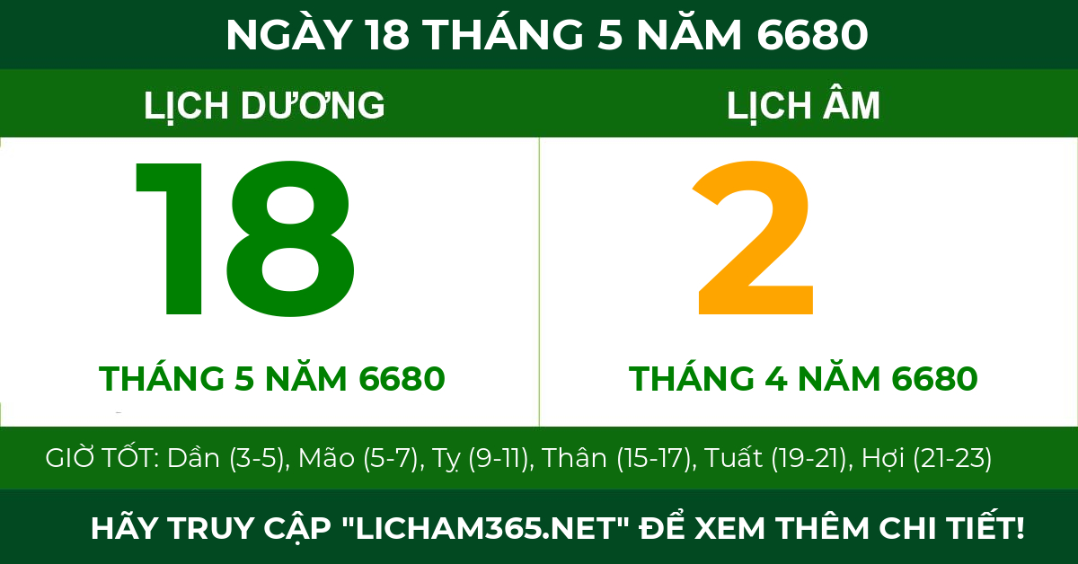 lịch âm ngày 18 tháng 5 năm 6680