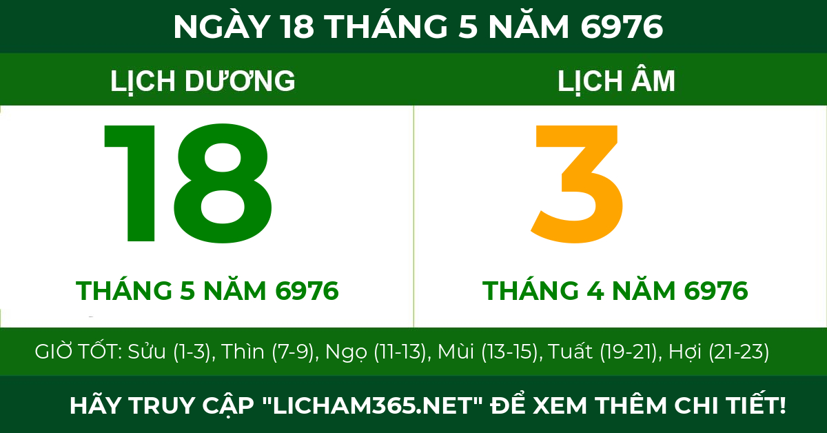 lịch âm ngày 18 tháng 5 năm 6976