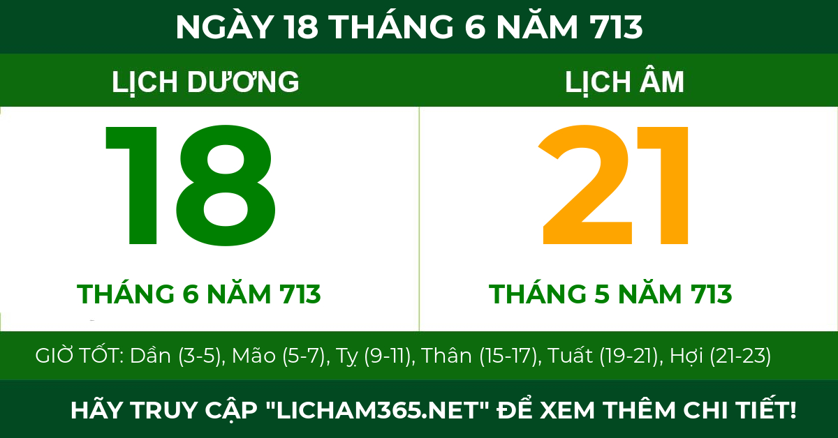 lịch âm ngày 18 tháng 6 năm 713