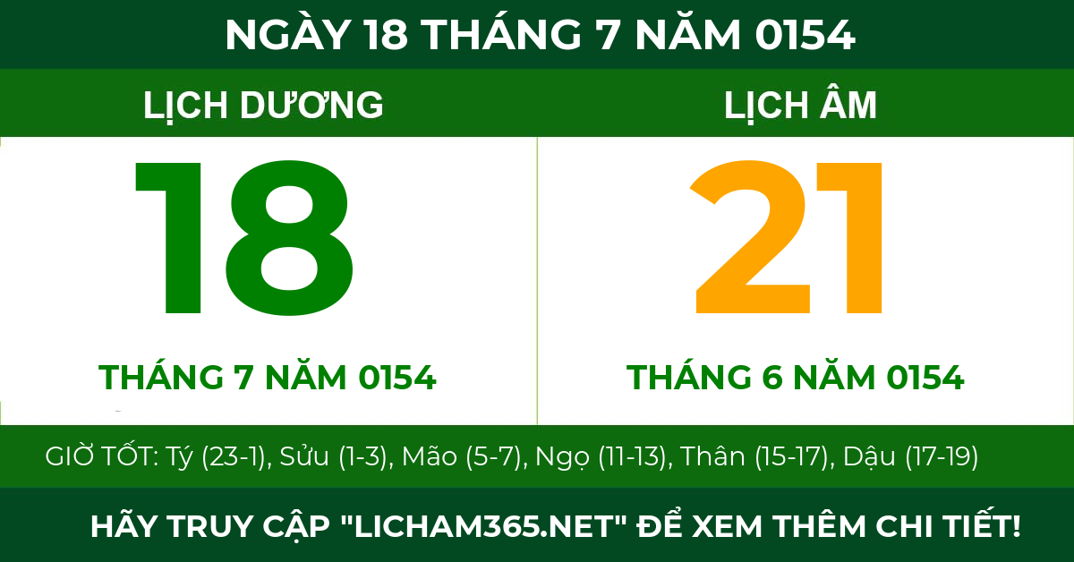 lịch âm ngày 18 tháng 7 năm 0154