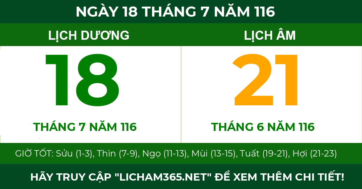 lịch âm ngày 18 tháng 7 năm 116