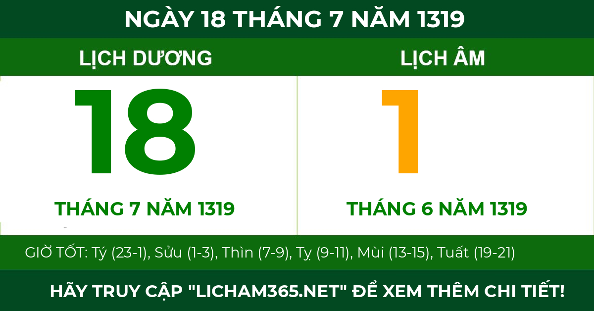 lịch âm ngày 18 tháng 7 năm 1319