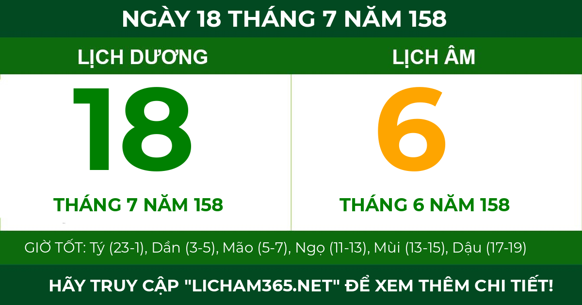 lịch âm ngày 18 tháng 7 năm 158