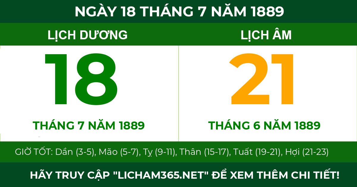 lịch âm ngày 18 tháng 7 năm 1889