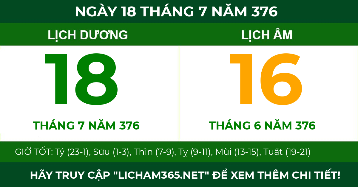 lịch âm ngày 18 tháng 7 năm 376
