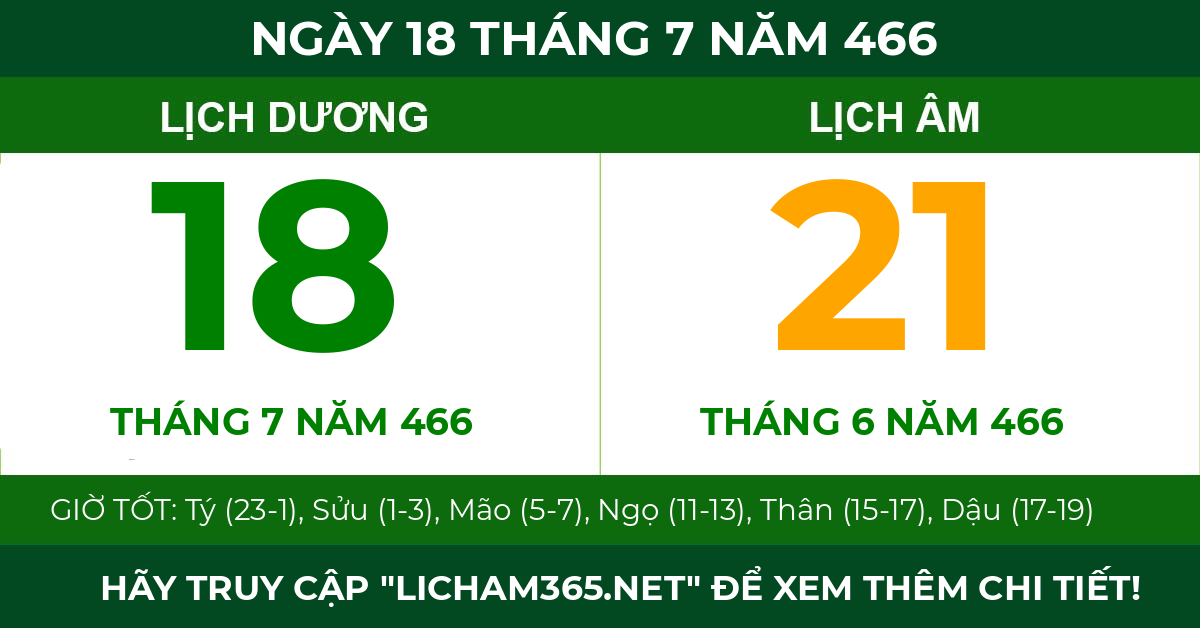 lịch âm ngày 18 tháng 7 năm 466
