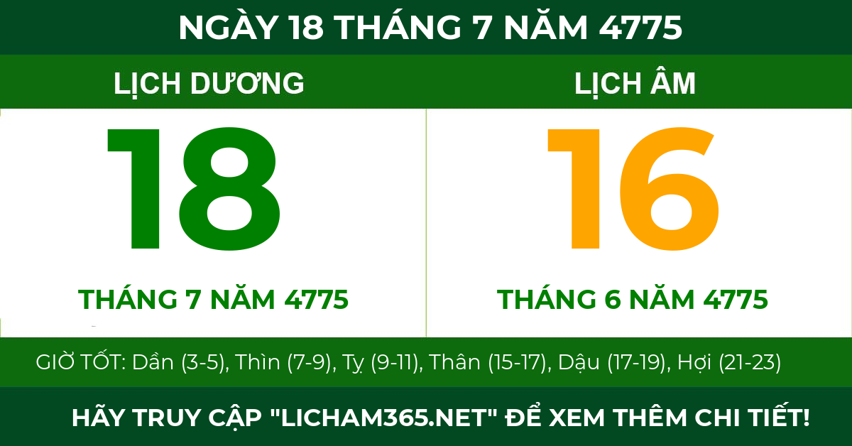 lịch âm ngày 18 tháng 7 năm 4775
