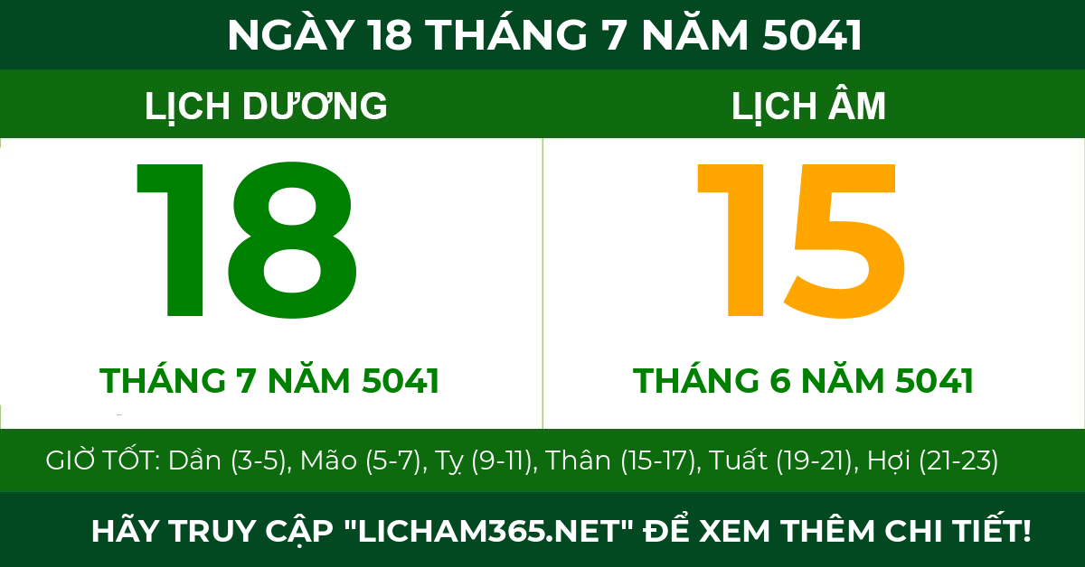 lịch âm ngày 18 tháng 7 năm 5041