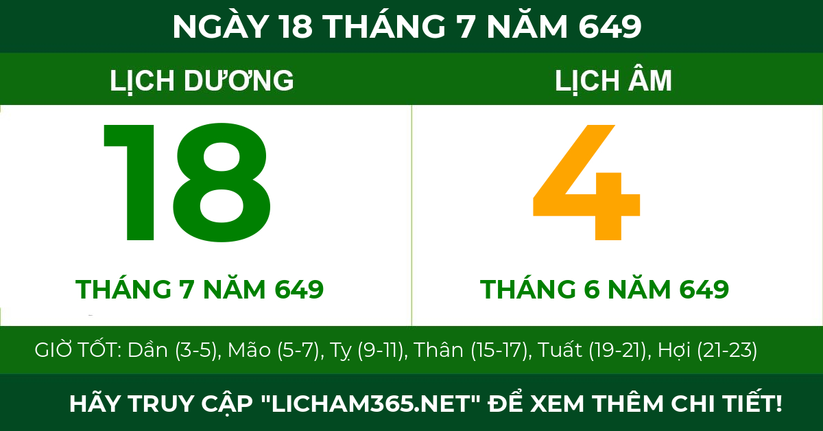 lịch âm ngày 18 tháng 7 năm 649