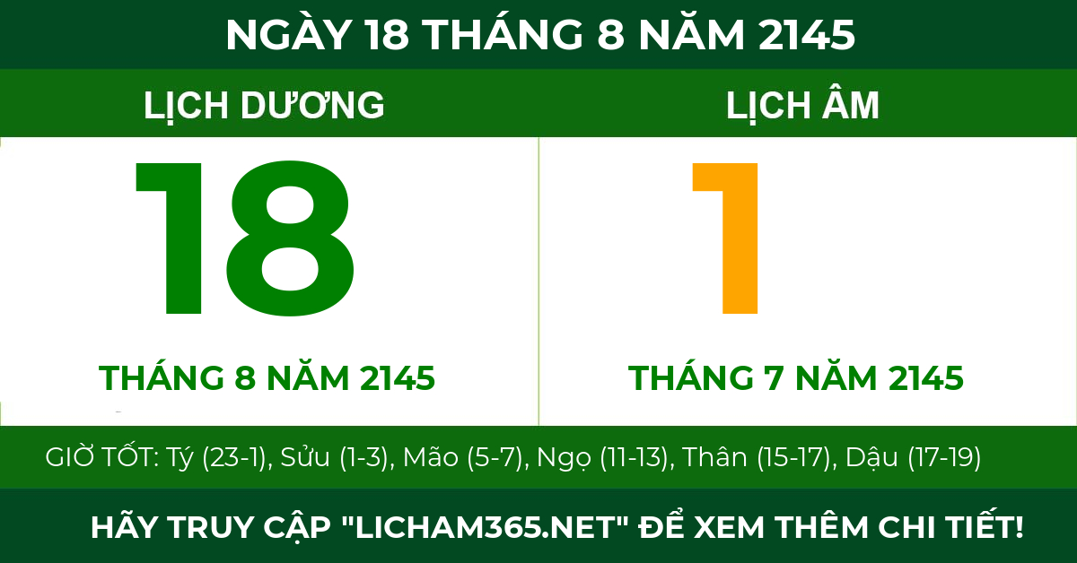lịch âm ngày 18 tháng 8 năm 2145