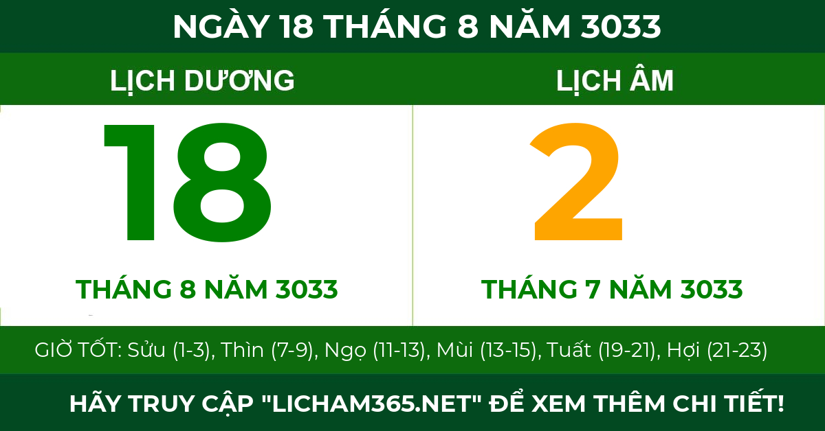 lịch âm ngày 18 tháng 8 năm 3033