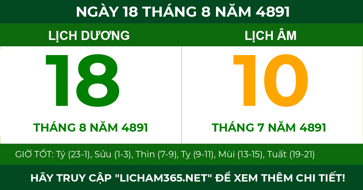 lịch âm ngày 18 tháng 8 năm 4891