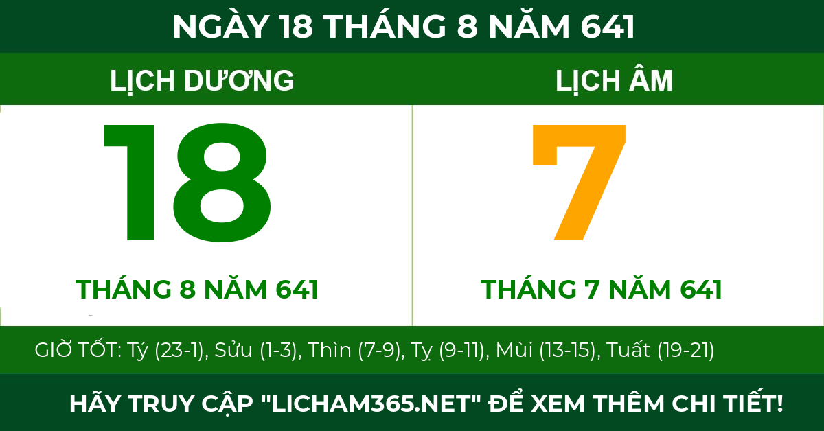 lịch âm ngày 18 tháng 8 năm 641